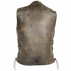 High Mileage HMM915DB Mens Distressed Brown Premium Cowhide Ten Pocket Leather Motorcycle Vest -100 Percent Shop 63455 85152.1661286323