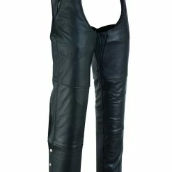 Vance Leather VL811S Men And Women Black Four Pocket Biker Leather Motorcycle Chaps