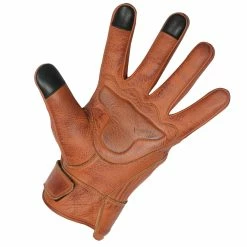 VL412Br Men's Premium Waxed Austin Brown Leather Perforated Motorcycle Gloves
