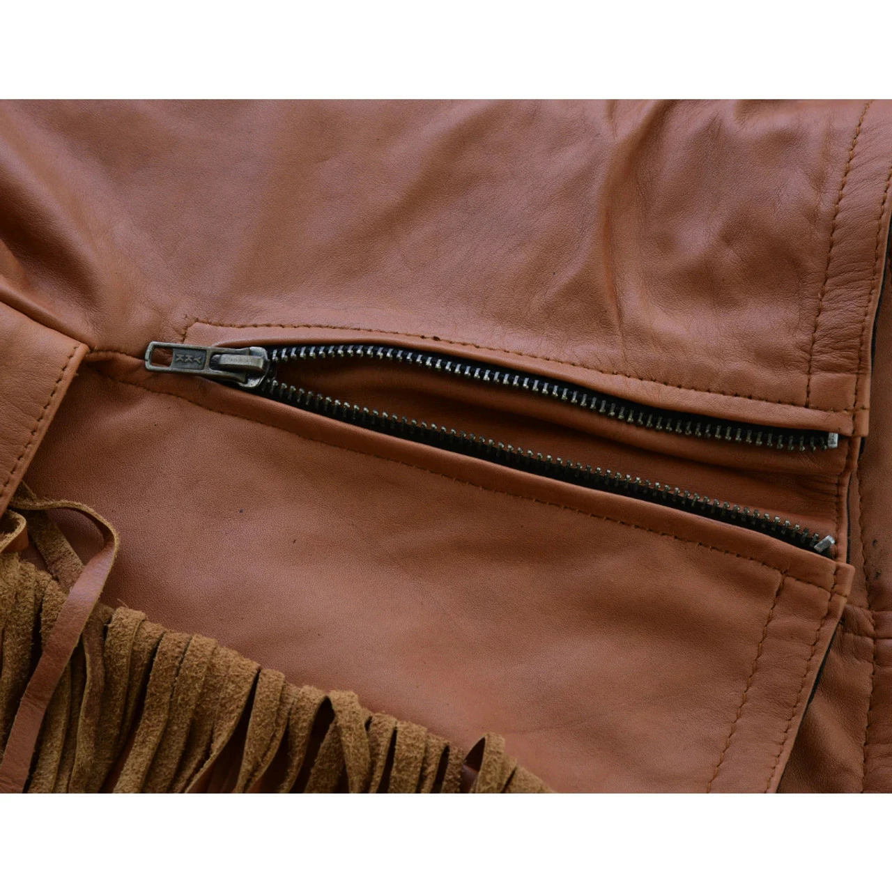 High Mileage HML1103T 'Roxy' Ladies Premium Brown Vest With Fringes And Rivets - Image 8