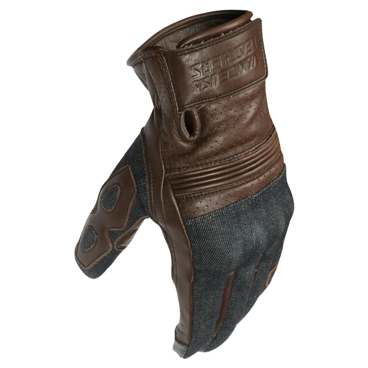 Vance VL480Br Denim And Leather Motorcycle Gloves 2 Vance VL480Br Denim And Leather Motorcycle Gloves