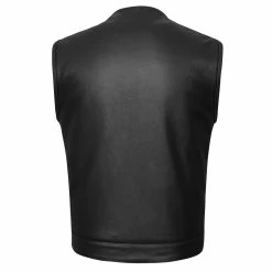 High Mileage HMM929 Men's Zipper And Snap Closure Collarless Leather Club Vest With American Flag Liner 10 High Mileage HMM929 Men's Zipper And Snap Closure Collarless Leather Club Vest With American Flag Liner -100 Percent Shop 69502 96712.1661286219