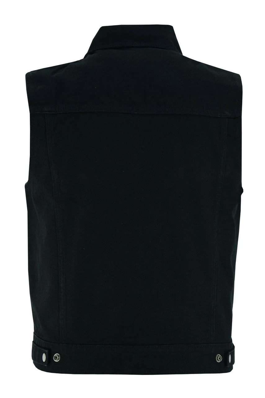 Vance VB917BK Mens Black Jean Style Denim Motorcycle Vest 5 Vance VB917BK Mens Black Jean Style Denim Motorcycle Vest - Image 3