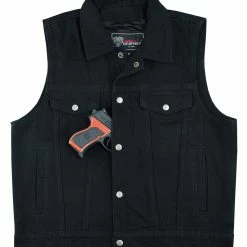 Alternative view of Vance VB917BK Mens Black Jean Style Denim Motorcycle Vest
