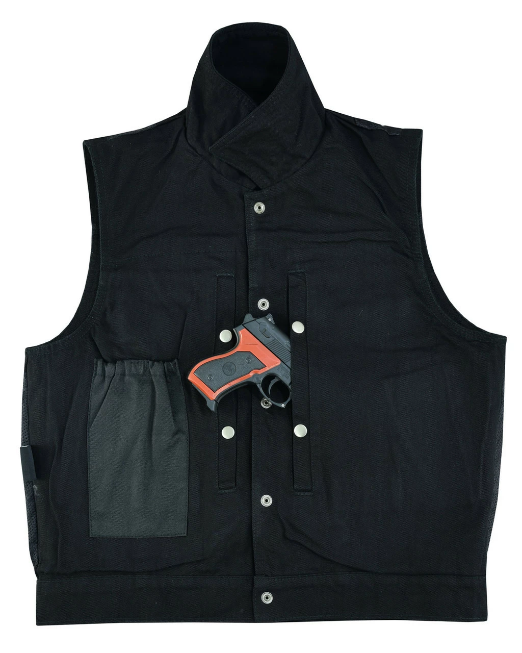 Vance VB917BK Mens Black Jean Style Denim Motorcycle Vest 7 Vance VB917BK Mens Black Jean Style Denim Motorcycle Vest - Image 5