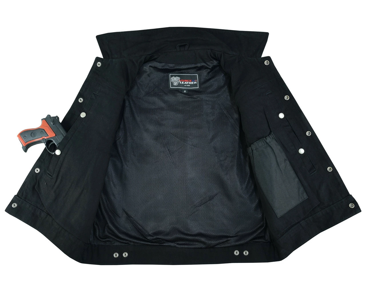 Vance VB917BK Mens Black Jean Style Denim Motorcycle Vest 8 Vance VB917BK Mens Black Jean Style Denim Motorcycle Vest - Image 6