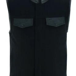Alternative view of Vance VB914L Denim Black Club Vest With Leather Trims