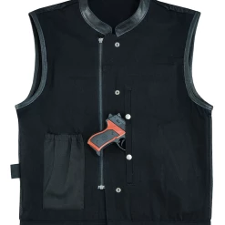 Vance VB914L Denim Black Club Vest With Leather Trims -100 Percent Shop 69869 49680.1661286391