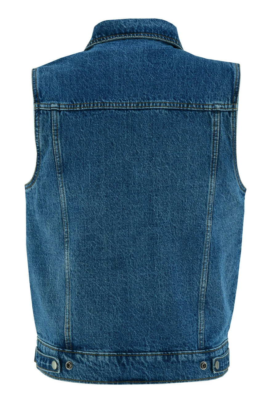 Vance VB917BL Mens Blue Jean Style Denim Motorcycle Vest - Image 2