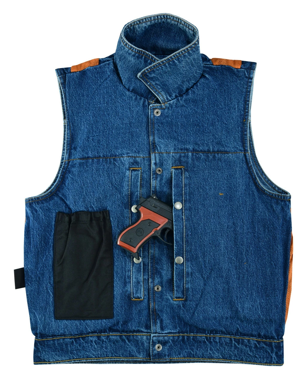 Vance VB917BL Mens Blue Jean Style Denim Motorcycle Vest - Image 4