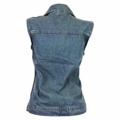 Alternative view of Vance VB1050BL Women's Blue Denim Motorcycle Vest With Studded Collar