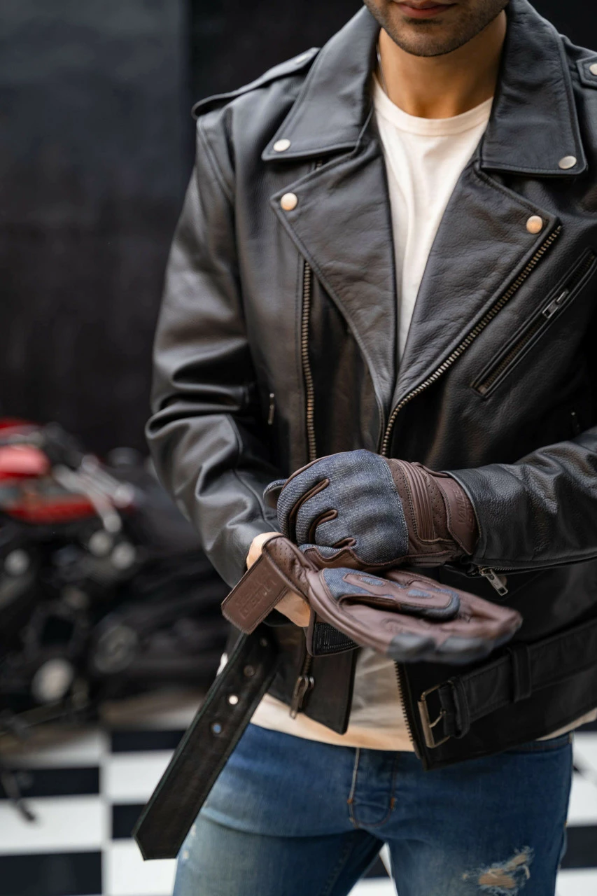 Vance VL480Br Denim And Leather Motorcycle Gloves 4 Vance VL480Br Denim And Leather Motorcycle Gloves - Image 3