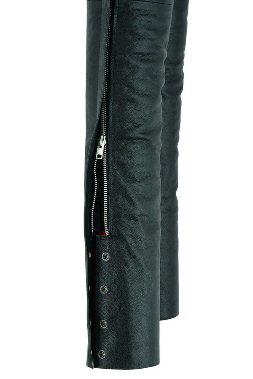 Mens Black Premium Cowhide Biker Motorcycle Leather Chap Pants / Overpants - Image 5