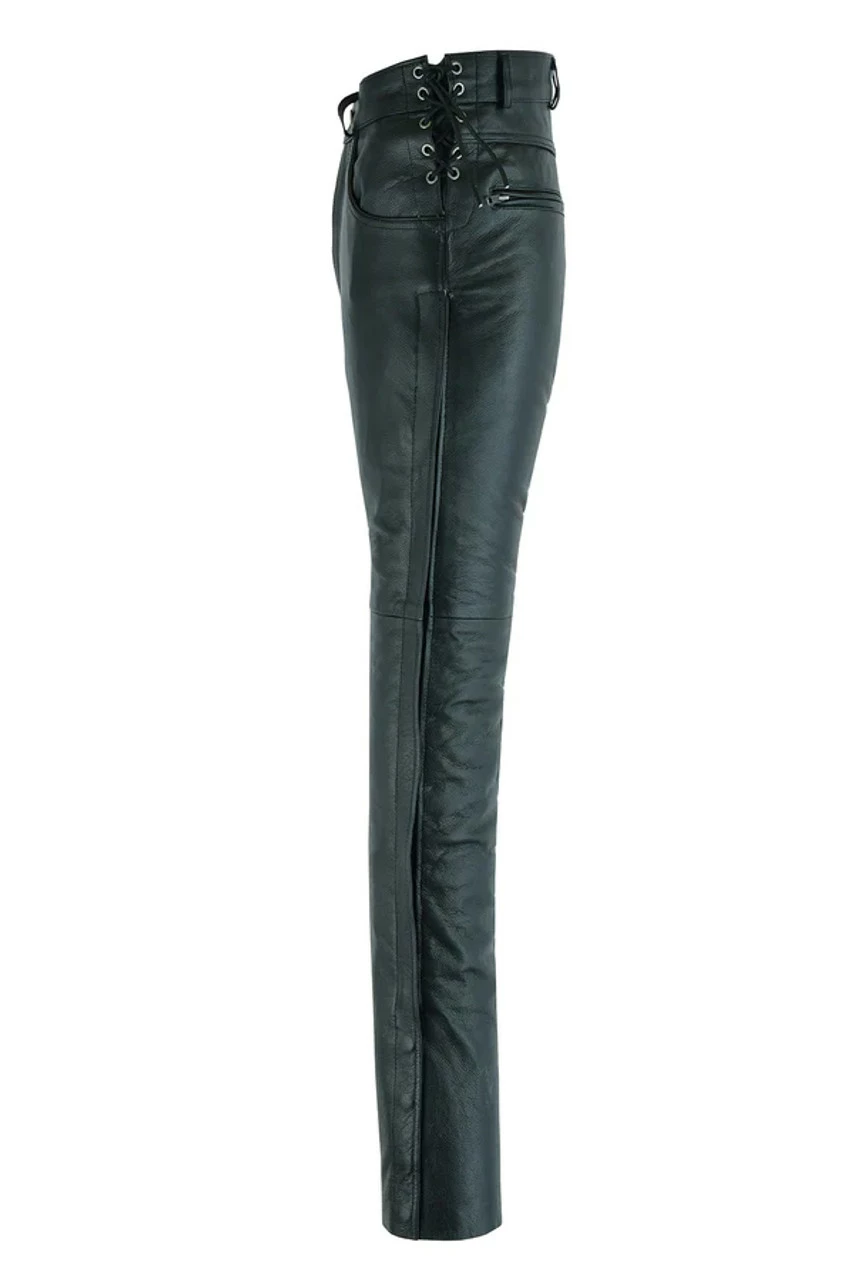 Mens Black Premium Cowhide Biker Motorcycle Leather Chap Pants / Overpants - Image 3