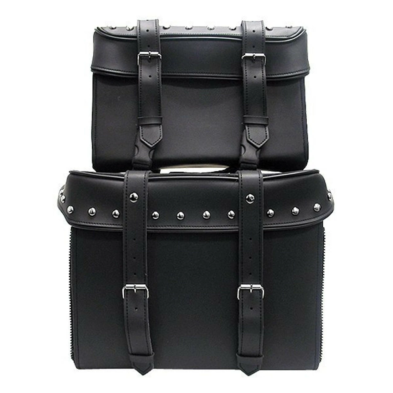 Vance VS339 Black Studded 4 Piece Motorcycle Travel Luggage Sissy Bar Bag - Image 5