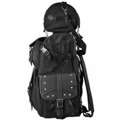 Alternative view of Vance VS347 Black Extra Large Studded 2-Piece Motorcycle Travel Touring Sissy Bar Bag