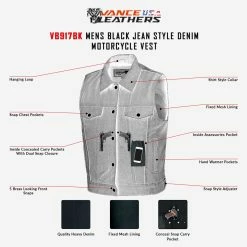 Vance VB917BK Mens Black Jean Style Denim Motorcycle Vest 12 Vance VB917BK Mens Black Jean Style Denim Motorcycle Vest -100 Percent Shop teammtrcycl23 07 2022infographic 89455.1677572650