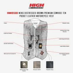 High Mileage HMM915DB Mens Distressed Brown Premium Cowhide Ten Pocket Leather Motorcycle Vest -100 Percent Shop teammtrcycl29 10 2022infographic 97521.1677241742
