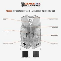 Vance VL922S Men's Black Side Laces Leather Biker Motorcycle Vest -100 Percent Shop teammtrcycl5 10 2022infographics 59304.1677498391