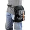 Vance VA566 Men And Women Black Leather Multi-Function Concealed Carry Biker Motorcycle Drop Leg Fanny Pack Thigh Bag