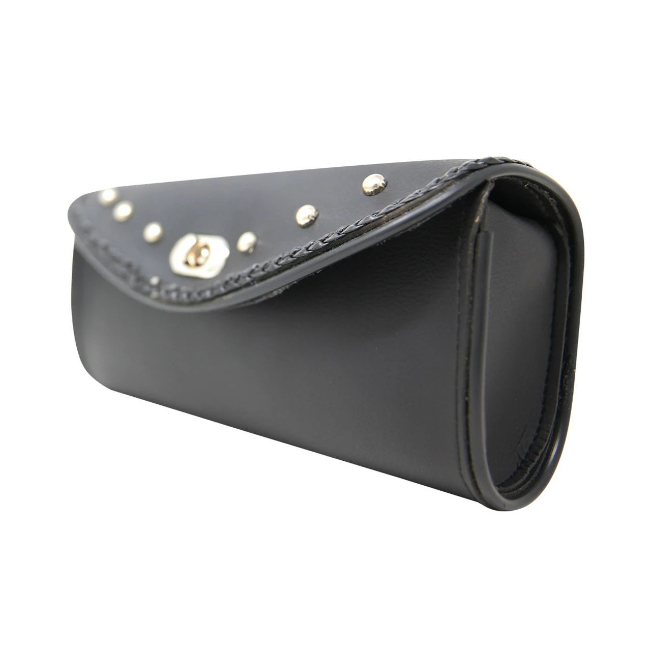 Vance VS181 Black Braided And Studded Motorcycle Windshield Bag For Indian Honda Yamaha Kawasaki And Harley Davidson Motorcycles